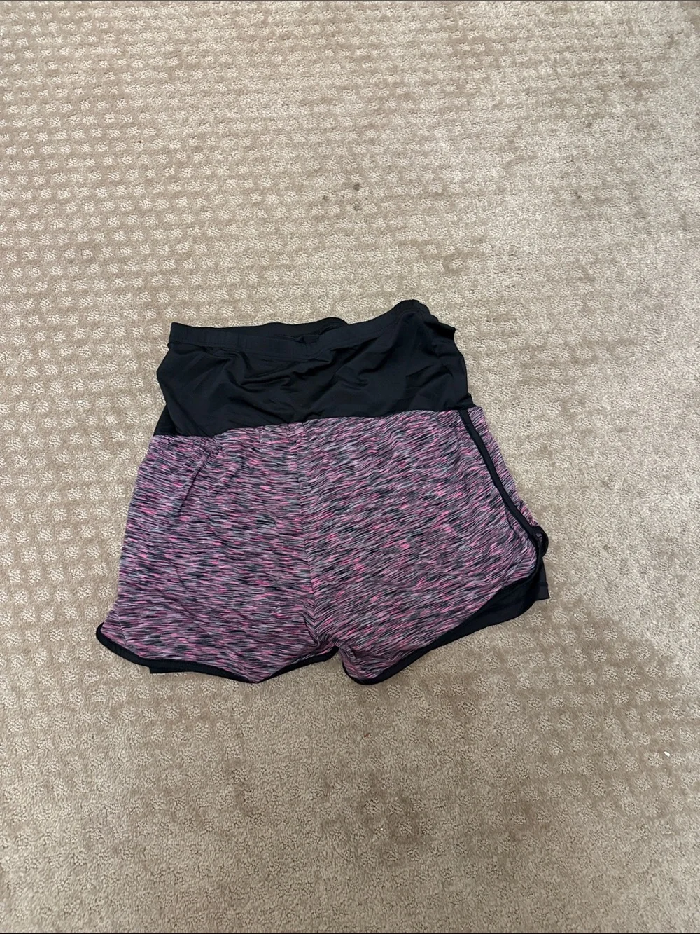 Maternity Women's Black & Pink Space-Dye Athletic Shorts